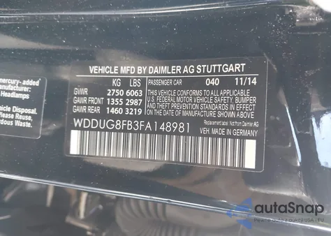 2015 Mercedes-Benz S 550 4Matic z USA, uszkodzony, nr VIN WDDUG8FB3FA148981